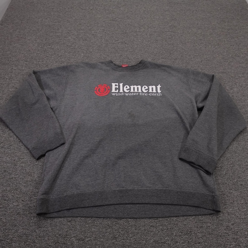 Vintage Element Sweatshirt Mens XL Gray Logo Graphic Fleece Skateboarding Y2K